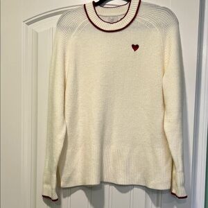 a new day Cream Sweater with Red Heart Detail